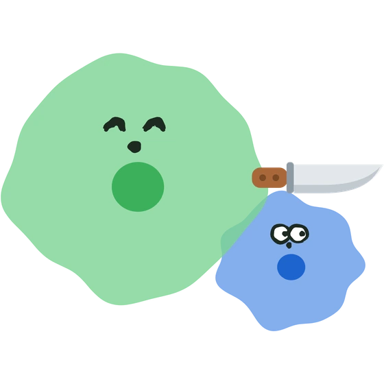 Two amoebas brawling